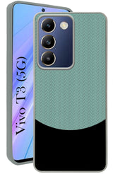 For Vivo T3 5G Back Cover Case (Elegant PU Leather Finish | Premium Minimalist Professional | Camera Protection Bump)