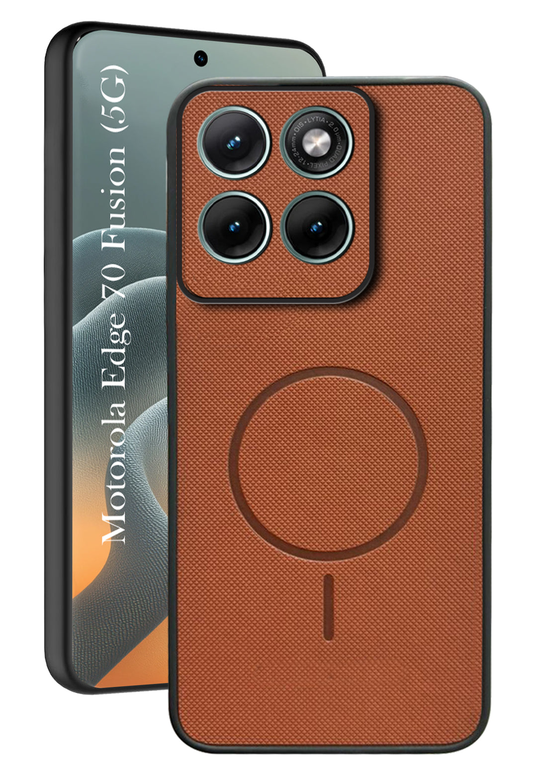 For Motorola Moto Edge 70 Fusion Back Cover Case PU Leather (Texture Grip Design | Professional Minimalist | Camera Protection | Soft and Flexible)
