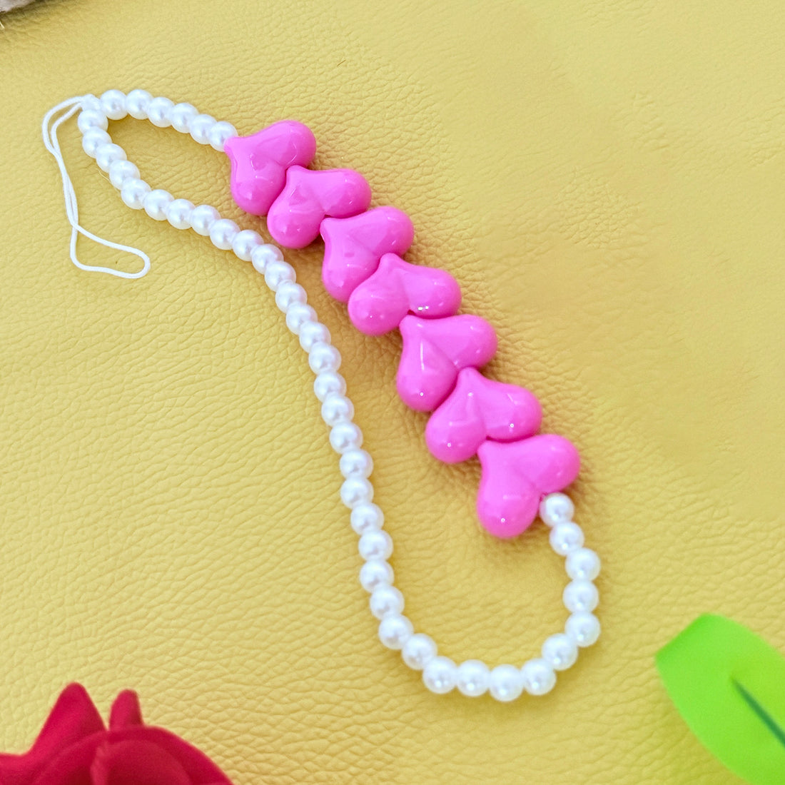 Heart Shape Charms With Small Pearl Beads