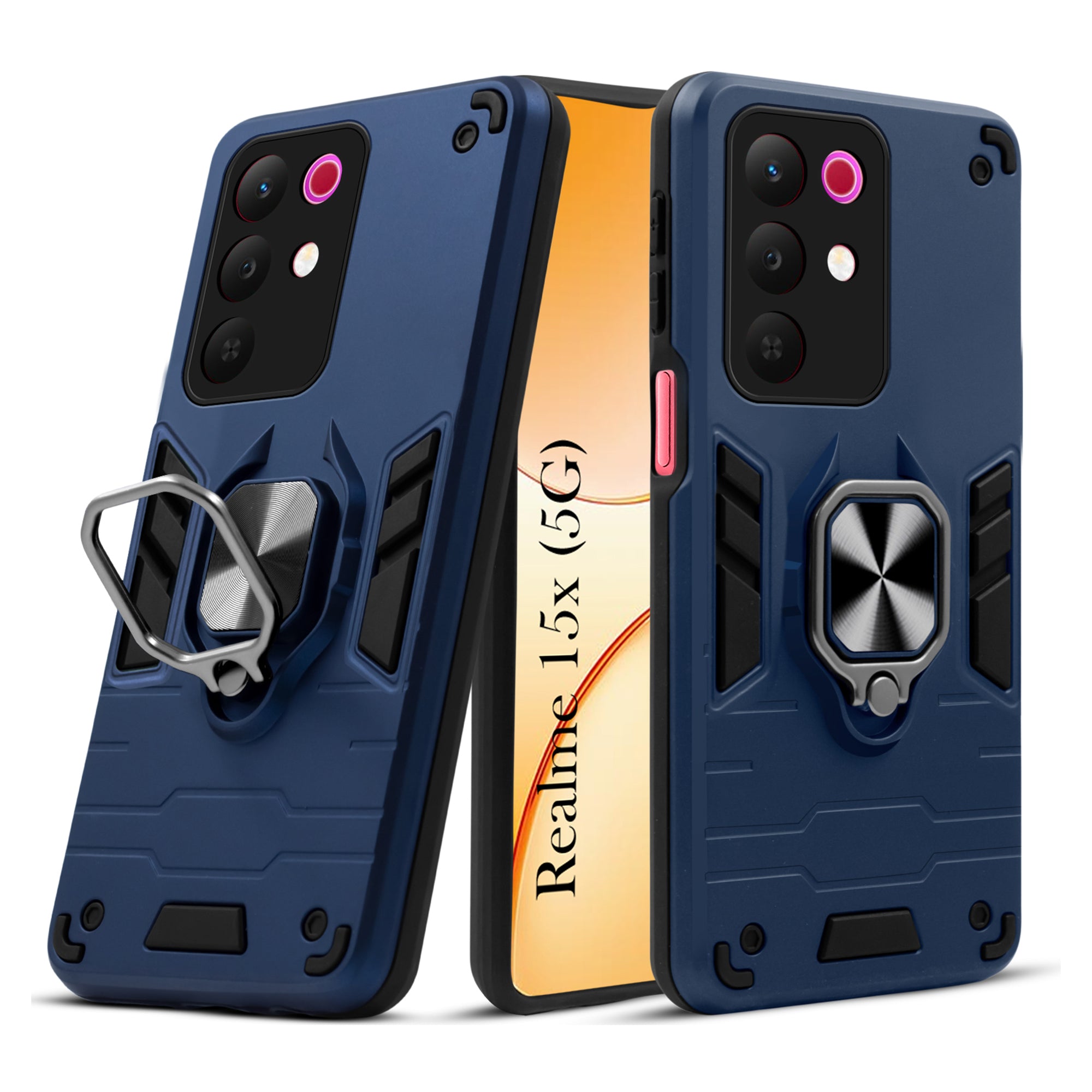 For Realme 15X Back Cover Case Hybrid Armor (Shockproof Dual Layer Polycarbonate |Ring Holder Kickstand)