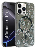 For Apple iPhone 16 Pro Back Cover Case (Cute Floral Design | Flower Print for Girls | MagSafe Compatible Wireless Charging)