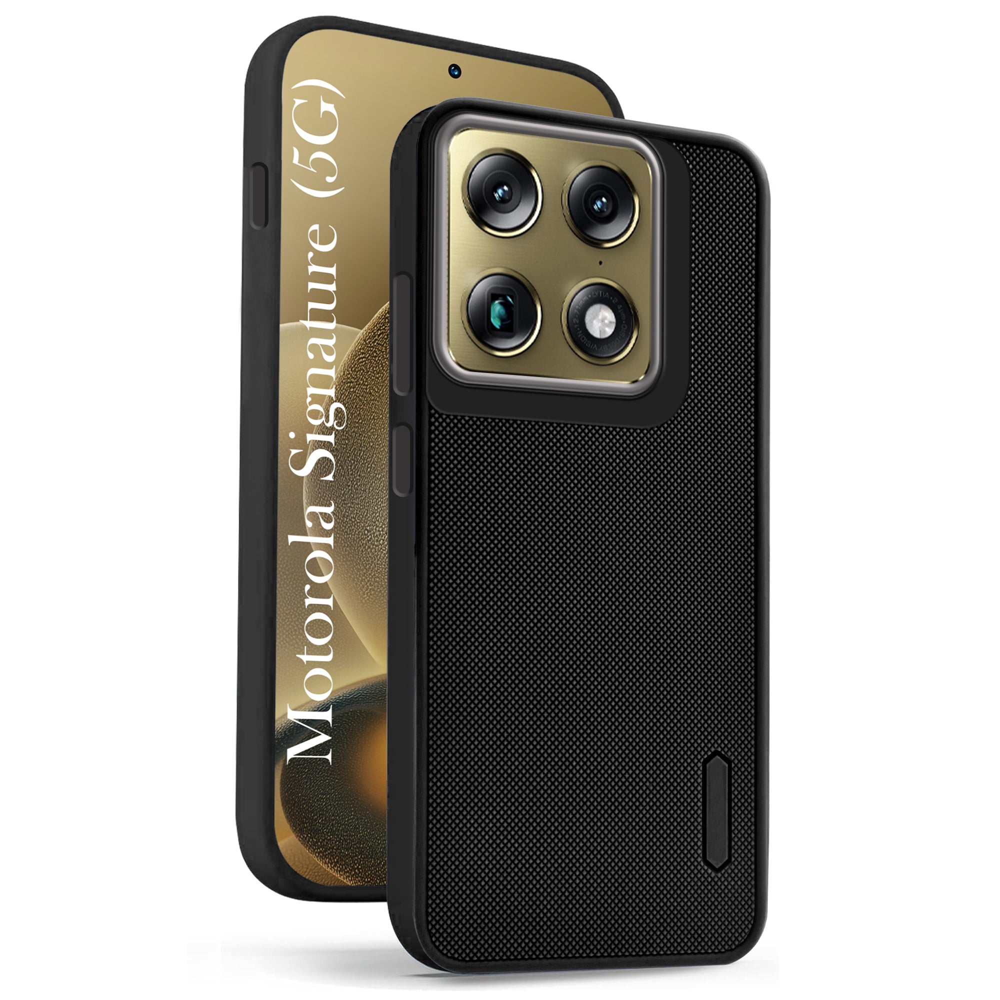For Motorola Signature 5G Back Cover Case Rubberised (Textured Grip Design | Micro-Fiber Cloth Inside | Slim and Light Weight | Soft Touch and Feel)
