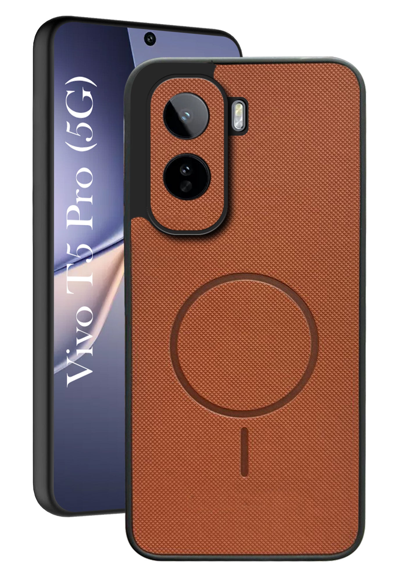 For Vivo T5 Pro 5G Back Cover Case PU Leather (Texture Grip Design | Professional Minimalist | Camera Protection | Soft and Flexible)