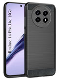 For Realme 14 Pro Lite Back Cover Case ( Hybrid Armor Case | Carbon Fiber Shockproof | Soft and Flexible | Black )