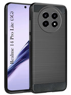 For Realme 14 Pro Lite Back Cover Case ( Hybrid Armor Case | Carbon Fiber Shockproof | Soft and Flexible | Black )