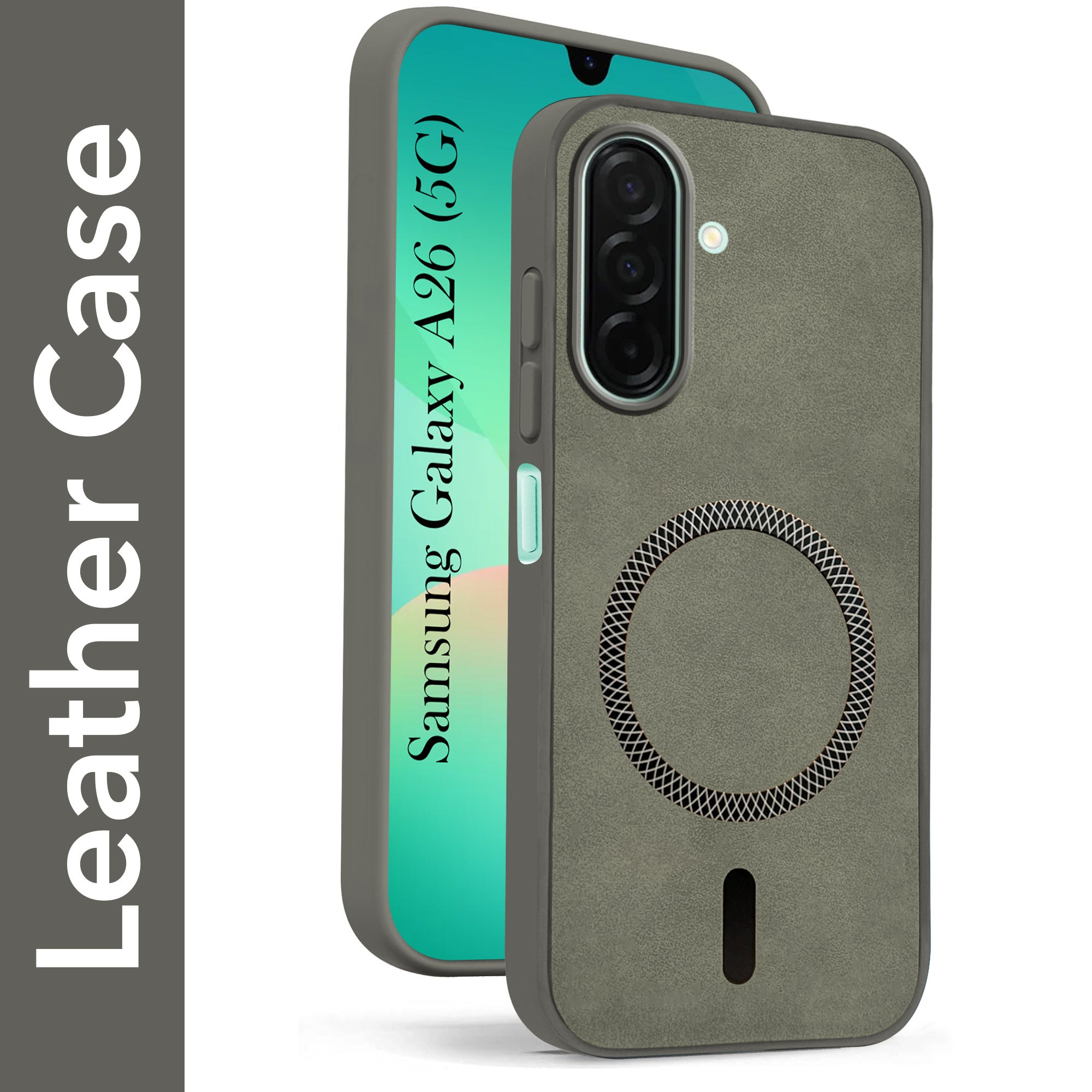 For Samsung Galaxy A26 5G Back Cover Case Leather Finish (MagSafe Compatible Wireless Charging | Soft Touch | Camera Bump Protection)