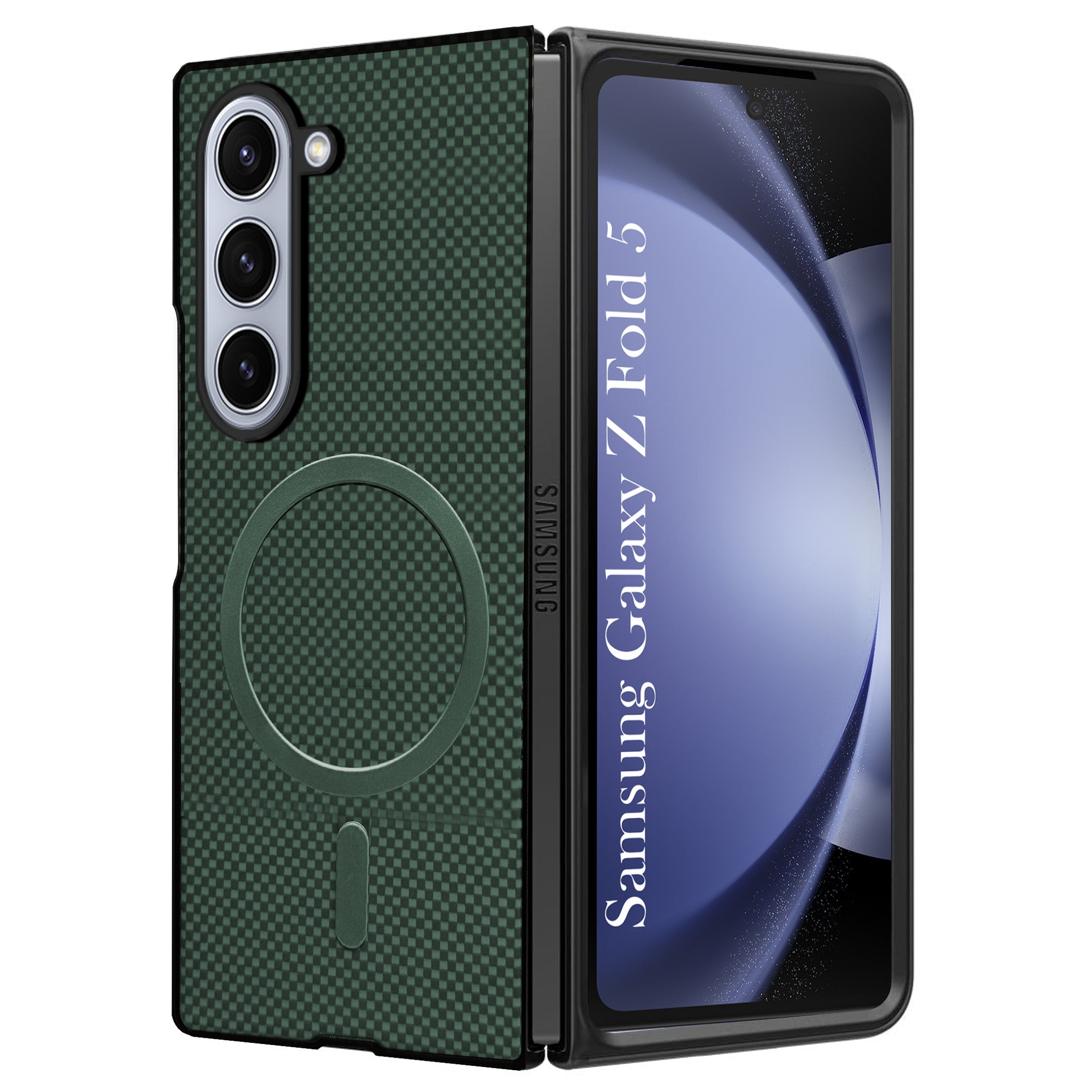 For Samsung Galaxy Z Fold 5 5G Back Case Cover (MagSafe Wireless Charging Compatible | Hexa Leather Finish | Inside Microfiber Cloth)