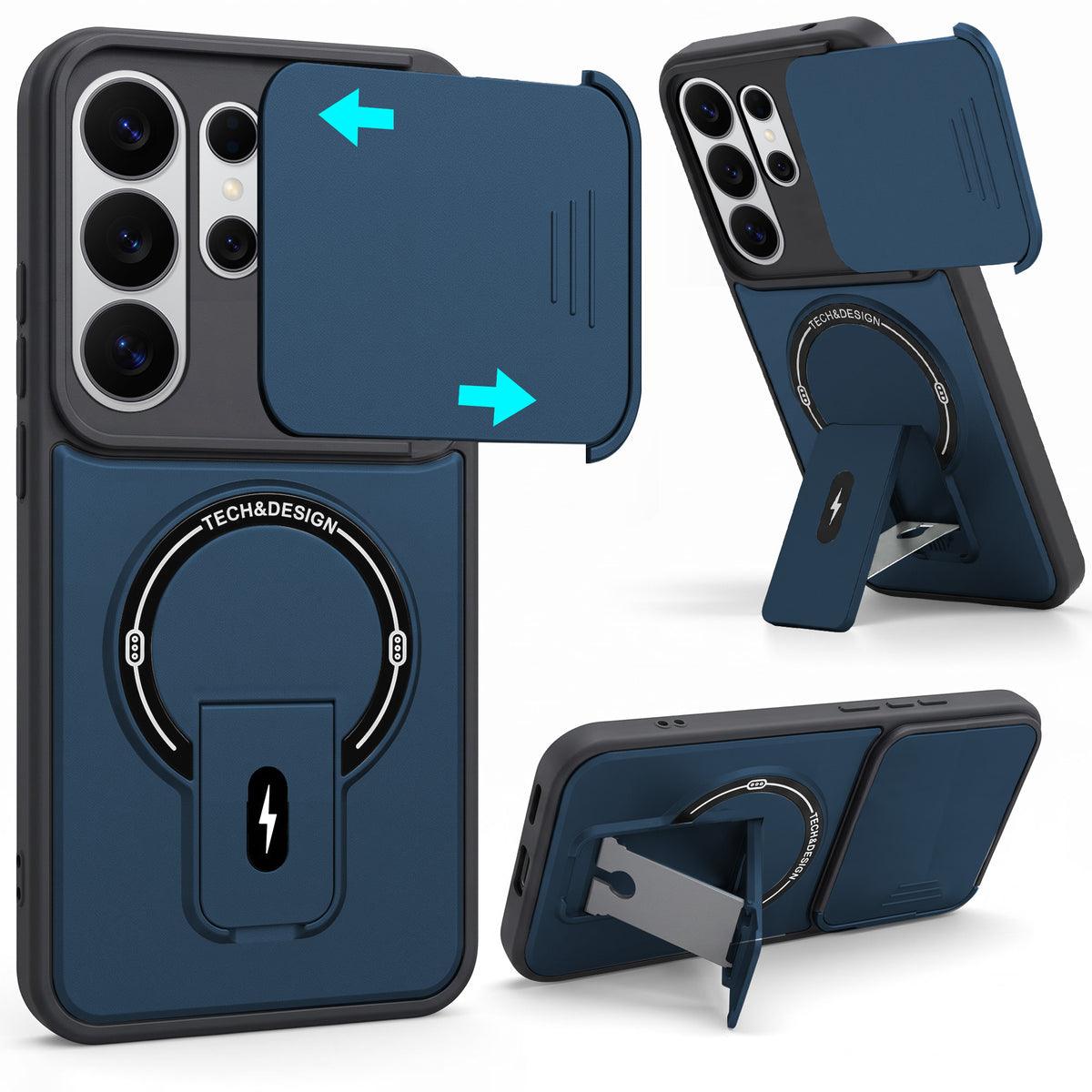 For Samsung Galaxy S26 Ultra Back Case Cover Metallic (Hybrid Armor Kickstand | Sliding Shutter Camera Protection | MagSafe Compatible)