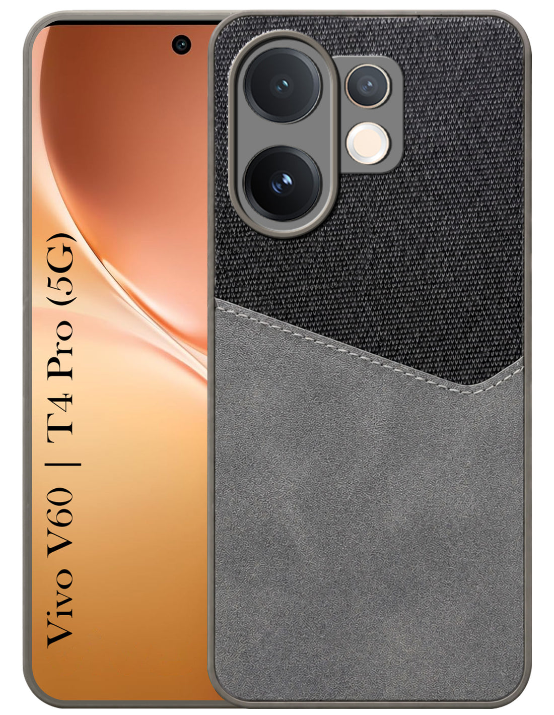 For Vivo V60 | Vivo T4 Pro Back Cover Case (Dual PU Leather Stitch | Professional Minimalist | Soft and Flexible)