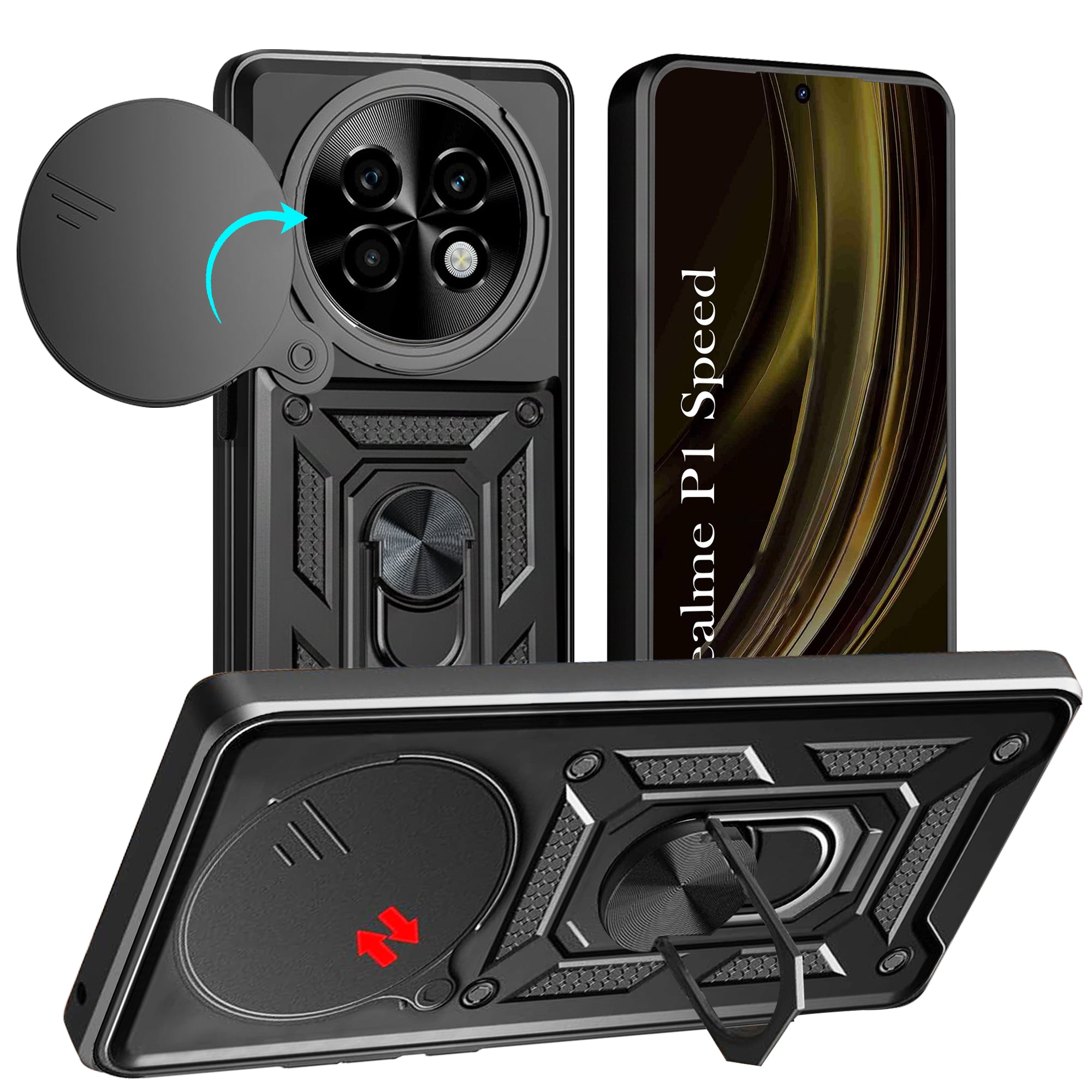 For Realme P1 Speed  Back Cover Case (Hybrid Dual Armor Polycarbonate)
