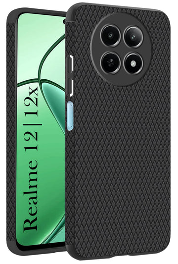 For Realme 12 | Realme 12X Back Cover Case (Liquid Silicone | Side Grip | Camera Protection)