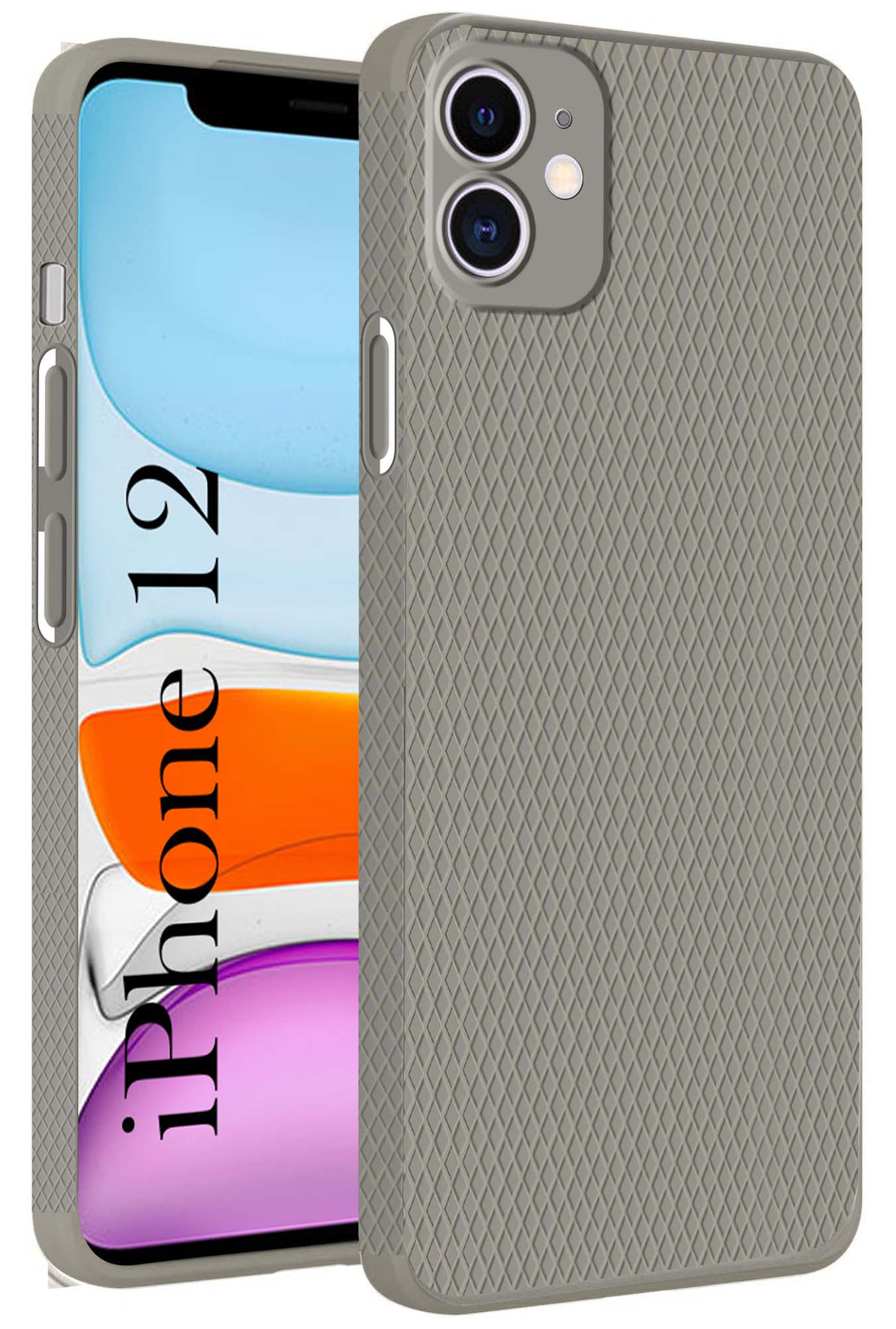 For Apple iPhone 12 Back Cover Case (Liquid Silicone | Side Grip | Camera Protection)