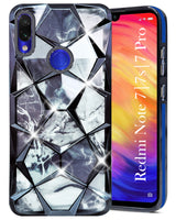 For Redmi Note 7 | Note 7S | Note 7 Pro Back Cover Case (Dual Design Glitter Sparkle and Detachable Diamond Print Case | Soft and Flexible)