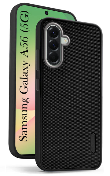 For Samsung Galaxy A56 Back Cover Case (Textured Grip Design | Micro-Fiber Cloth Inside | Slim and Light Weight | Soft Touch and Feel | Black)