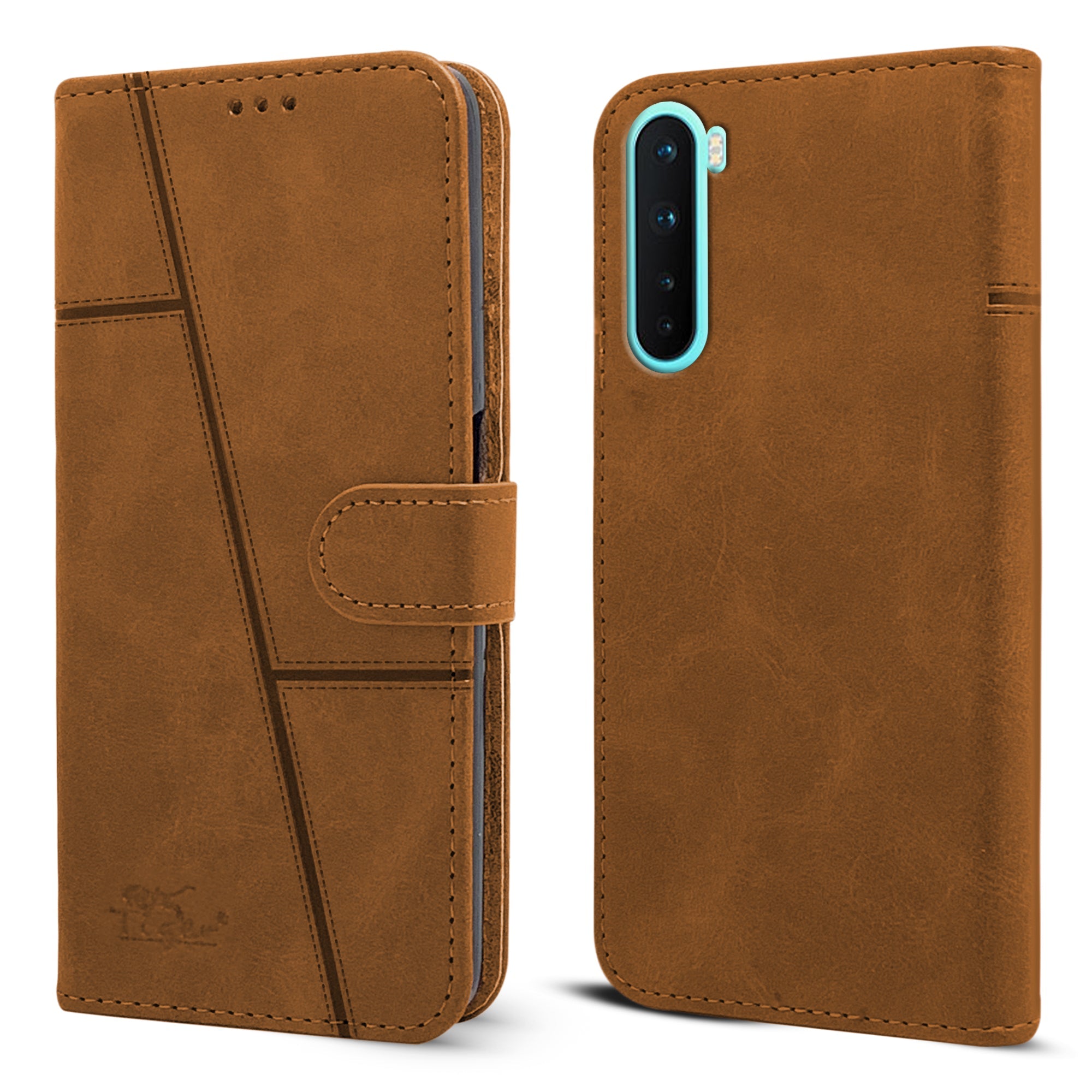 For OnePlus Nord Flip Cover Case ( Stitched Leather with Magnetic Closure)