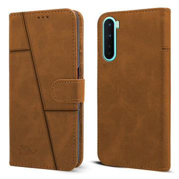 For OnePlus Nord Flip Cover Case ( Stitched Leather with Magnetic Closure)