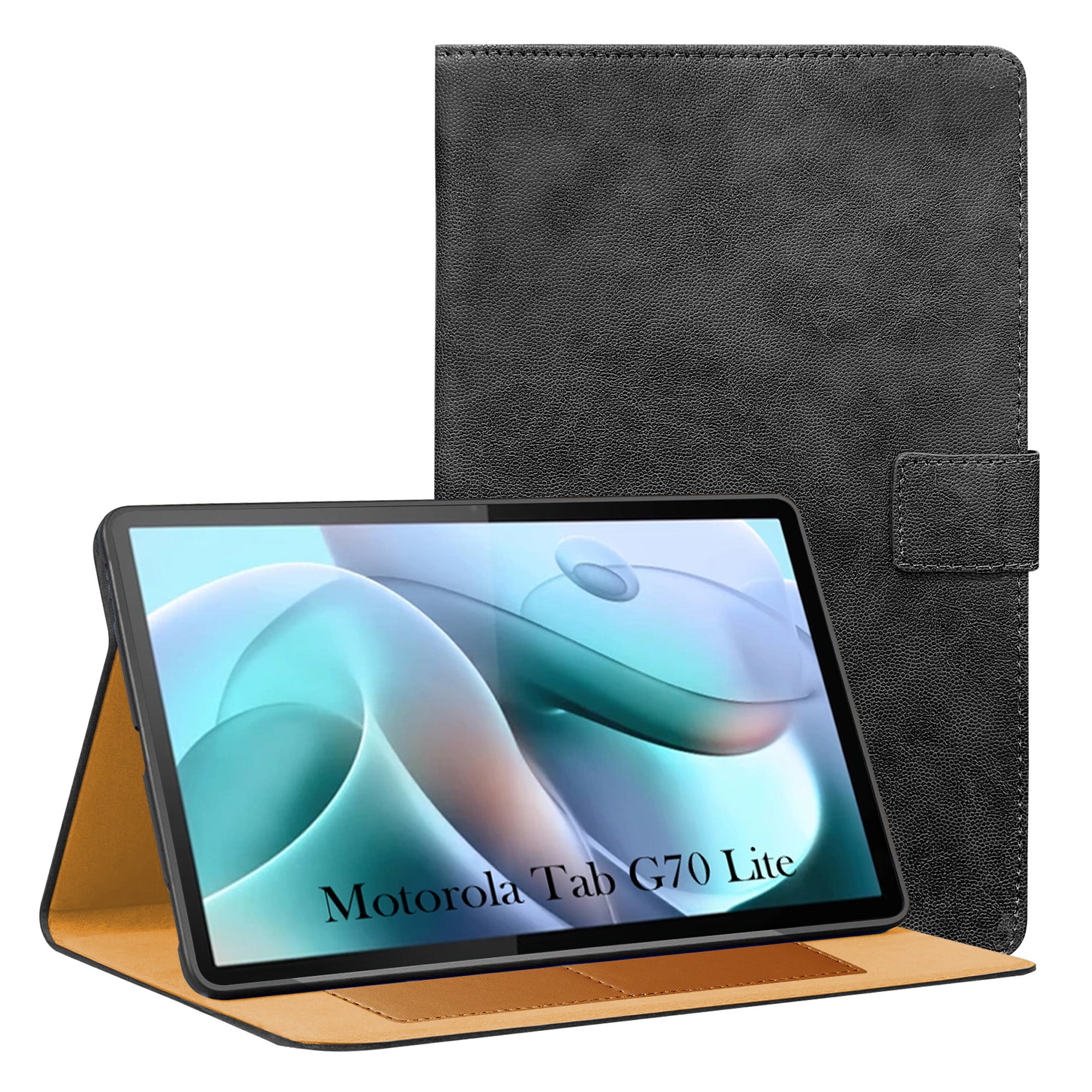 For Motorola Moto Tab G70 Lite 11 Inch Flip Cover Folio Cover (PU Leather | Multi-Angle Smart Stand | Card Storage Slots | Silicone Back Pouch)