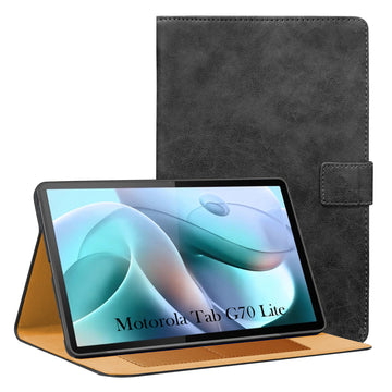 For Motorola Moto Tab G70 Lite 11 Inch Flip Cover Folio Cover (PU Leather | Multi-Angle Smart Stand | Card Storage Slots | Silicone Back Pouch)