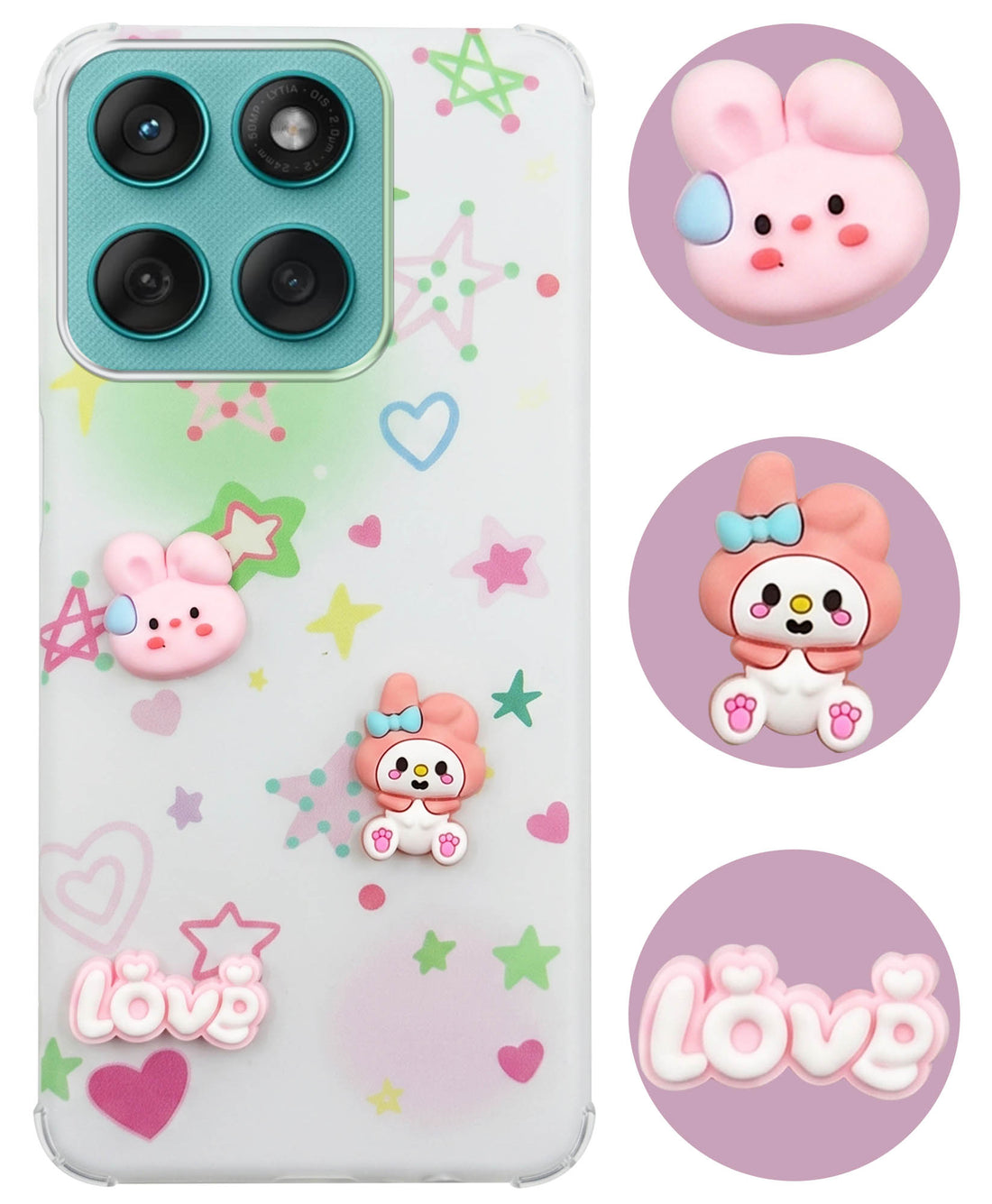 For Motorola Moto Edge 60 Fusion Back Cover Case (3D Cute Cartoons | Hard Back Side Soft | Matte Premium Finish | HD Printing)