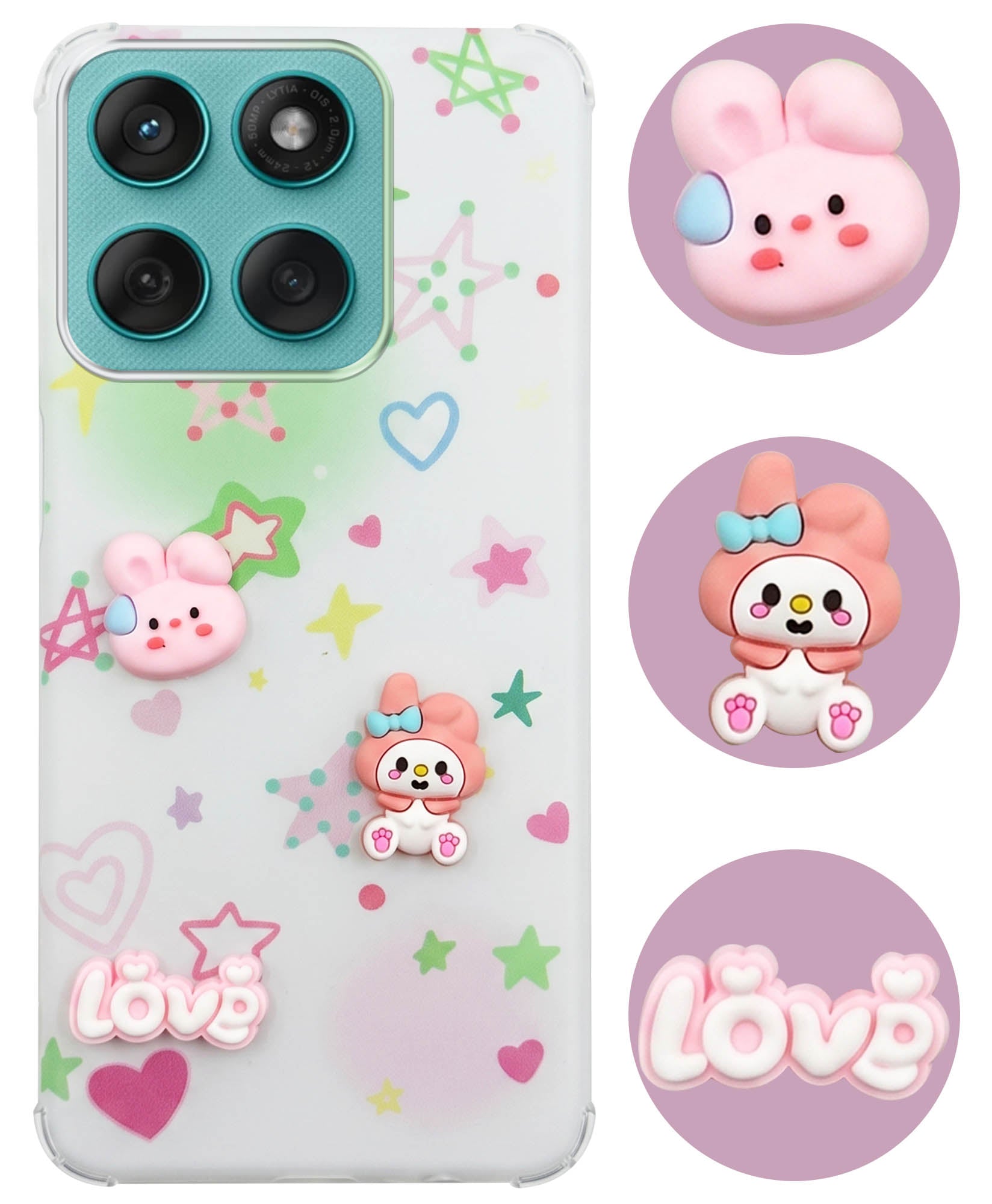 For Motorola Moto Edge 60 Fusion Back Cover Case (3D Cute Cartoons | Hard Back Side Soft | Matte Premium Finish | HD Printing)