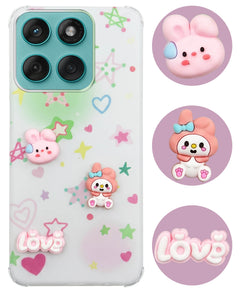For Motorola Moto Edge 60 Fusion Back Cover Case (3D Cute Cartoons | Hard Back Side Soft | Matte Premium Finish | HD Printing)