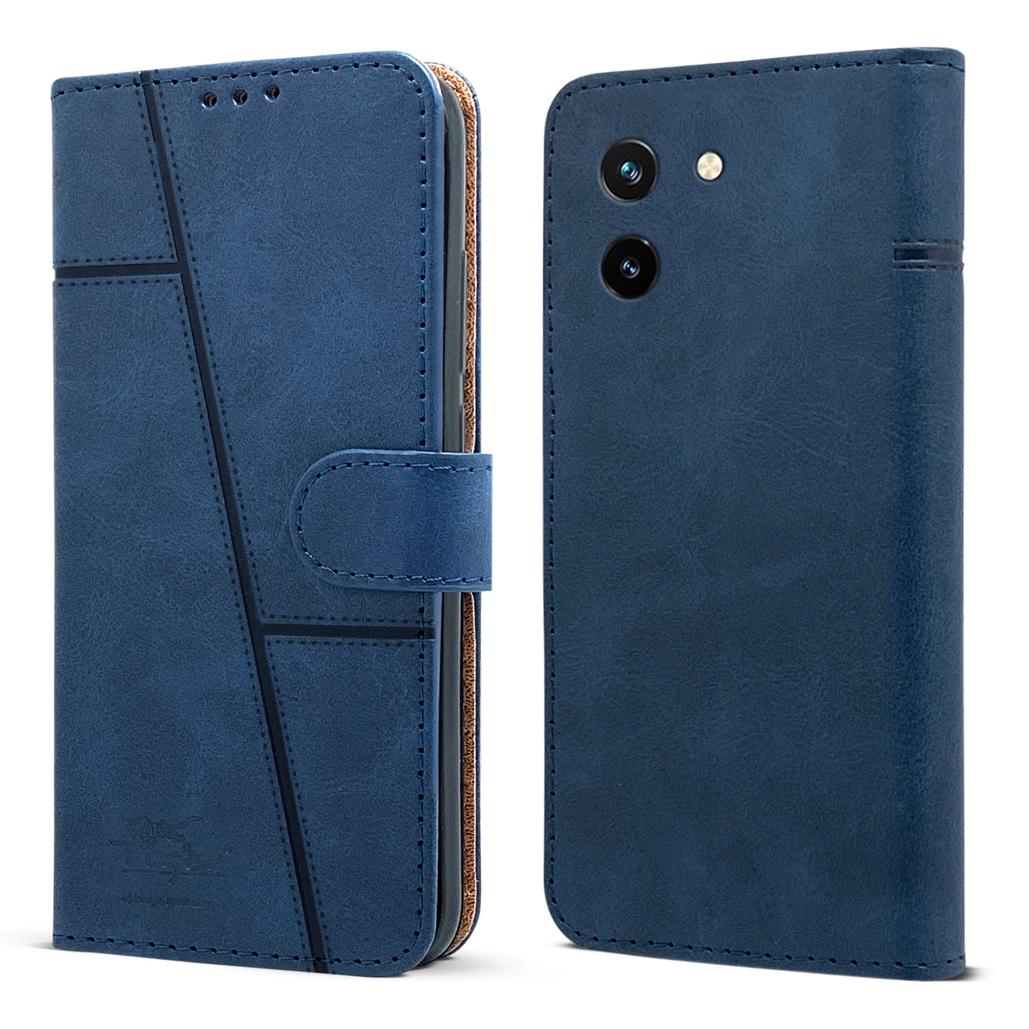 For Vivo T3x 5G Flip Cover Case (Stitched Leather with Magnetic Closure)