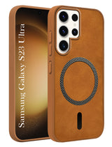 For Samsung Galaxy S23 Ultra 5G Back Cover Case (Sleek Leather Finish | MagSafe Compatible Wireless Charging | Camera Bump Protection)