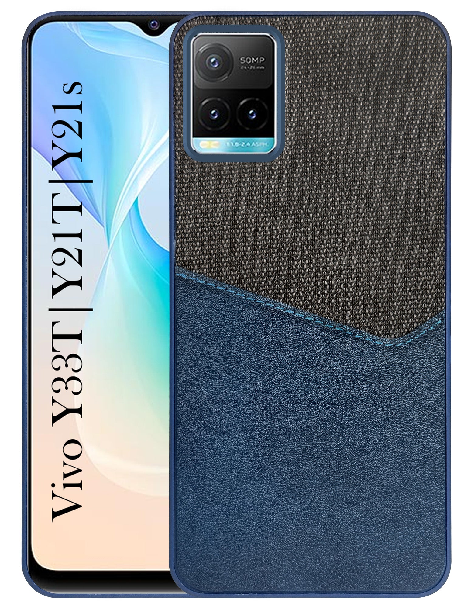 For Vivo Y33T | Vivo Y21T | Vivo Y21s Back Cover Case (Dual PU Leather Stitch | Professional Minimalist | Soft and Flexible)