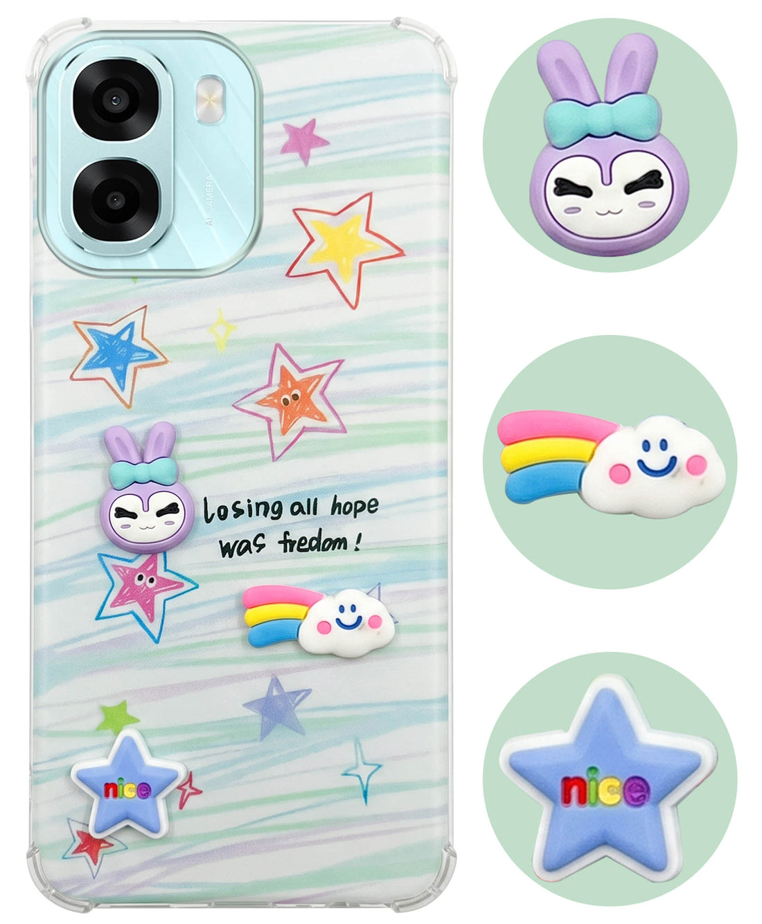 For Oppo A6X | Oppo A6S Back Cover Case (3D Cute Cartoons | Hard Back Side Soft | Matte Premium Finish | HD Printing)