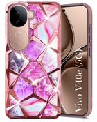 For Vivo V40e Back Cover Case (Dual Design Glitter Sparkle and Detachable Diamond Print Case | Soft and Flexible)