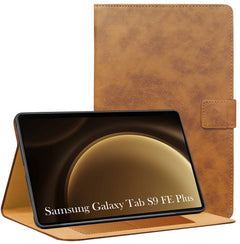 For Samsung Galaxy Tab S9 FE Plus 12.4 Inch SM-X610/X616B Flip Cover Folio Cover (PU Leather | Multi-Angle Smart Stand | Card Storage Slots | Silicone Back Pouch)