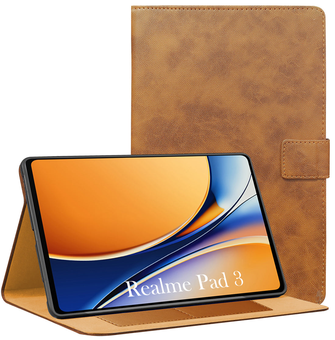 For Realme Pad 3 11.6 Inch Flip Cover Folio Cover (PU Leather | Multi-Angle Smart Stand | Card Storage Slots | Silicone Back Pouch)