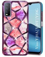 For Vivo Y20A | Y20T | Y20G Back Cover Case (Dual Design Glitter Sparkle and Detachable Diamond Print Case | Soft and Flexible)