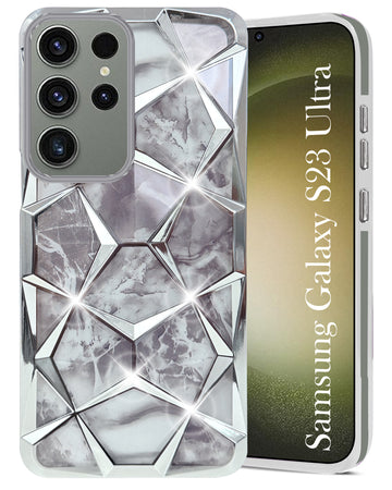 For Samsung Galaxy S23 Ultra 5G Back Cover Case (Dual Design Glitter Sparkle and Detachable Diamond Print Case | Soft and Flexible)