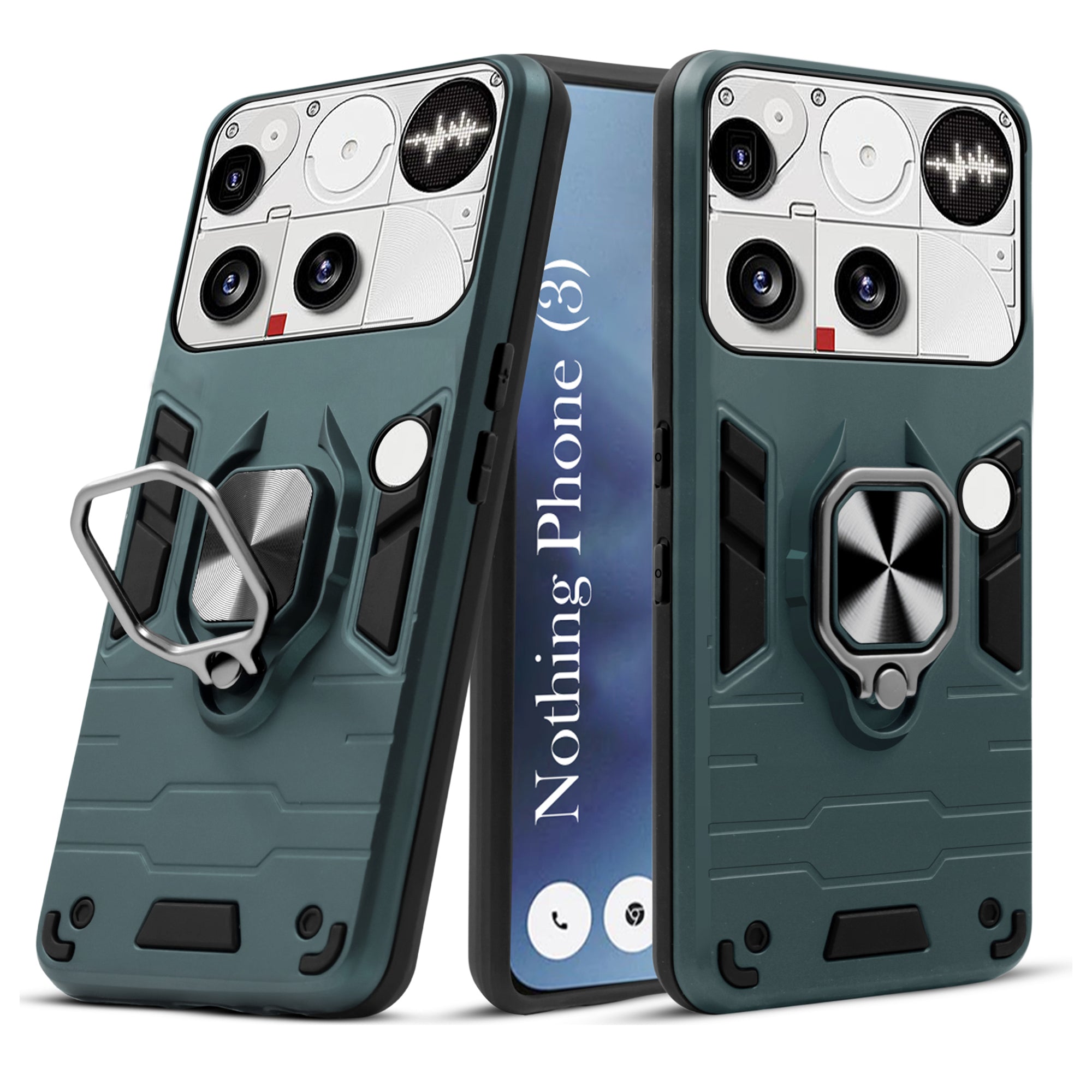 For Nothing Phone 3 Back Cover Case Hybrid Armor (Shockproof Dual Layer Polycarbonate |Ring Holder Kickstand)