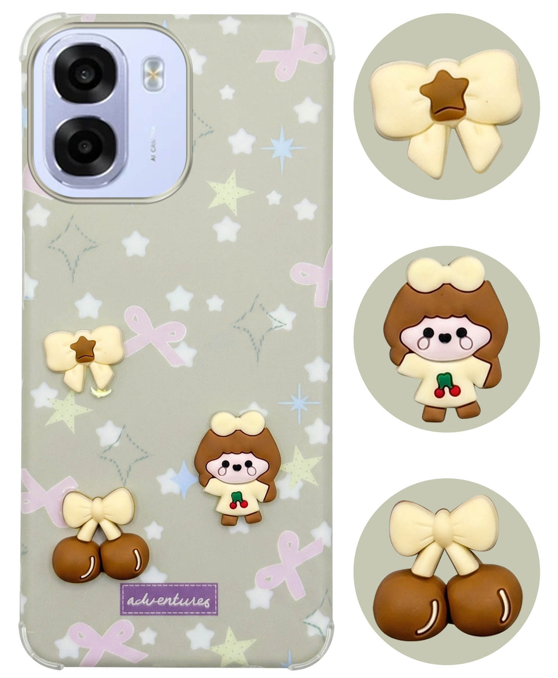 For Oppo K14x 5G Back Cover Case (3D Cute Cartoons | Hard Back Side Soft | Matte Premium Finish | HD Printing)