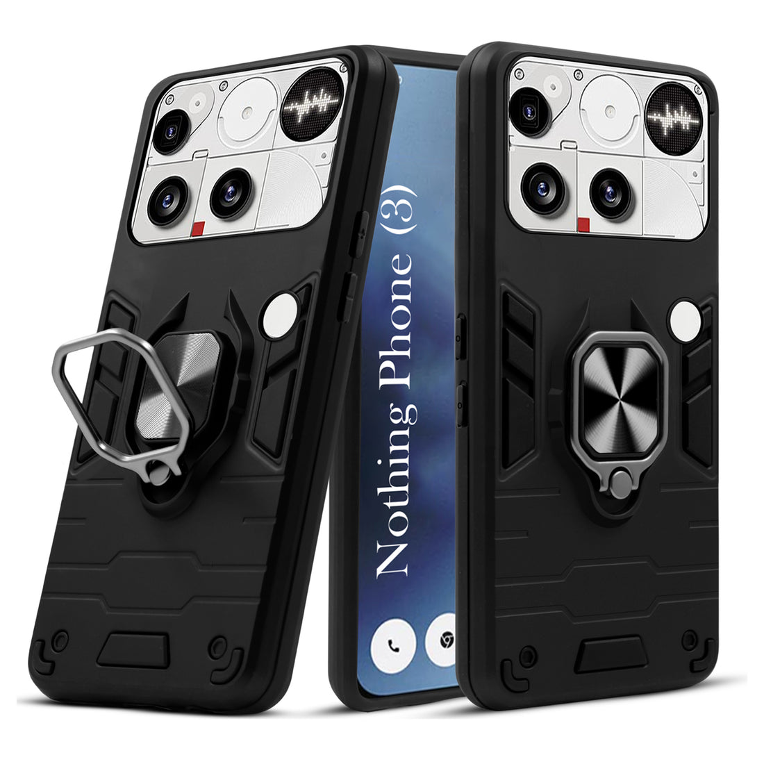 For Nothing Phone 3 Back Cover Case Hybrid Armor (Shockproof Dual Layer Polycarbonate |Ring Holder Kickstand)