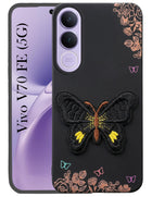 For Vivo V70 FE 5G Back Cover Case (Soft Butterfly Embroidery | Women Teen Girls | Camera Protection| Matte Silicone)