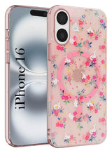 For Apple iPhone 16 Back Cover Case (Cute Floral Design | Flower Print for Girls | MagSafe Compatible Wireless Charging)