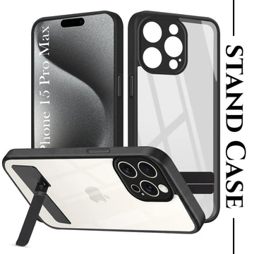 For Apple iPhone 15 Pro Max Back Cover Case (Built-in Stand | Lifetime Anti Yellow | Kickstand Shockproof | Camera Protection | MagSafe Compatible)