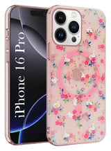 For Apple iPhone 16 Pro Back Cover Case (Cute Floral Design | Flower Print for Girls | MagSafe Compatible Wireless Charging)