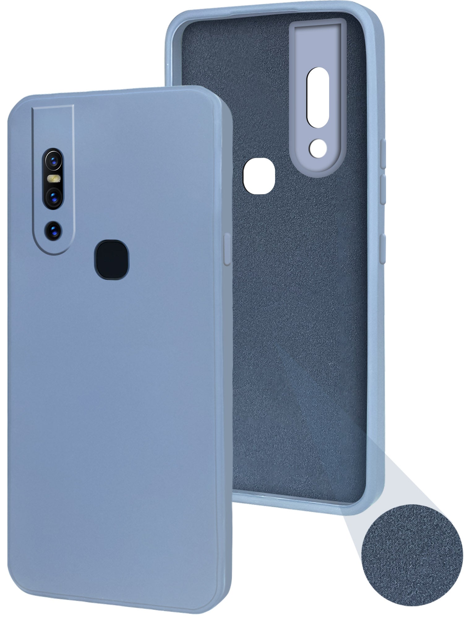 For Vivo V15 Back Cover Case ( Matte Finish Silicone with Inside Fiber cloth)
