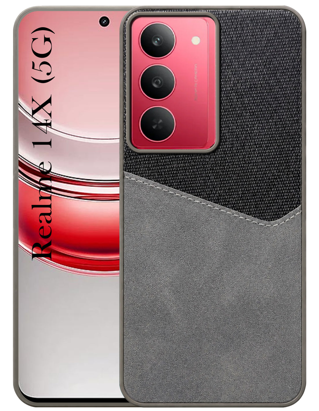For Realme 14X Back Cover Case (Dual PU Leather Stitch | Professional Minimalist | Soft and Flexible)