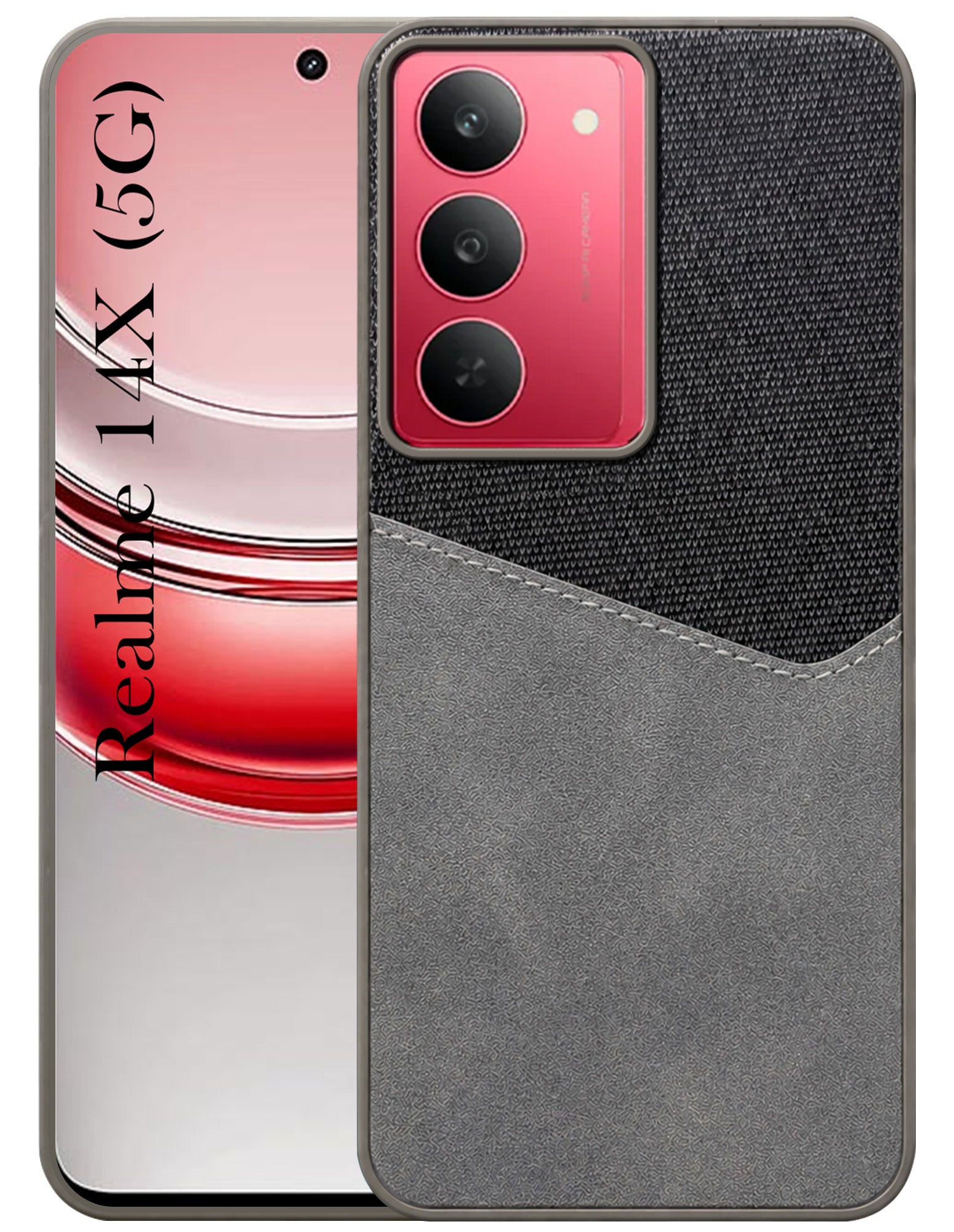 For Realme 14X Back Cover Case (Dual PU Leather Stitch | Professional Minimalist | Soft and Flexible)