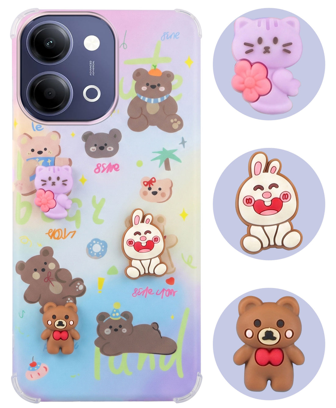 For Vivo iQOO Z11 Lite Back Cover Case (3D Cute Cartoons | Hard Back Side Soft | Matte Premium Finish | HD Printing)