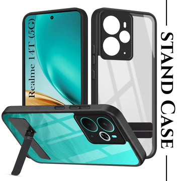For Realme 14T Back Cover Case (Built-in Stand | Lifetime Anti Yellow | Kickstand Shockproof | Camera Protection | MagSafe Compatible)