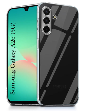 For Samsung Galaxy A26 5G Back Cover (Silicone Clear Shockproof Case with Camera Protection | Soft and Flexible | Transparent)