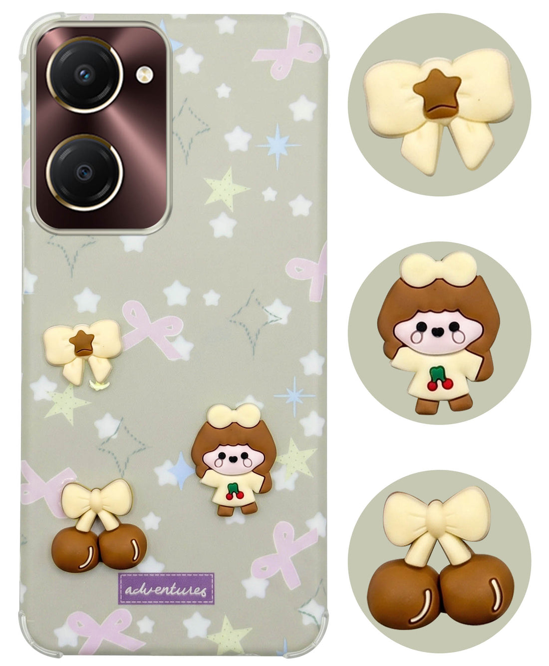 For Vivo iQOO Z9 Lite 5G Back Cover Case (3D Cute Cartoons | Hard Back Side Soft | Matte Premium Finish | HD Printing)