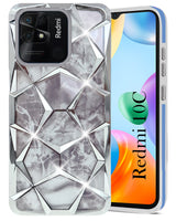 For Xiaomi Redmi 10C Back Cover Case ( Dual Design Glitter Sparkle and Detachable Diamond Print Case | Soft and Flexible)