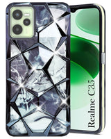 For Realme C35 Back Cover Case (Dual Design Glitter Sparkle and Detachable Diamond Print Case | Soft and Flexible)